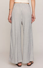 Load image into Gallery viewer, Scout Knit Striped Wide-Leg Pant in Eclipse gray and white vertical stripes with elastic waist and pockets - 3