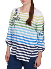 Load image into Gallery viewer, Embroidered Stripe Tee - True Navy FINAL SALE