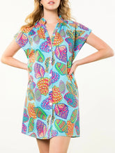 Load image into Gallery viewer, Shell Print Button-down Dress - Light Blue FINAL SALE