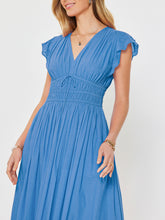 Load image into Gallery viewer, Flutter Sleeve Front Tie Dress - Blue