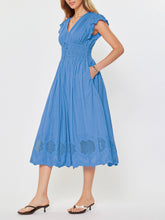 Load image into Gallery viewer, Flutter Sleeve Front Tie Dress - Blue