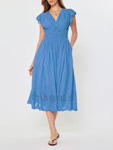 Load image into Gallery viewer, Flutter Sleeve Front Tie Dress - Blue