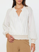 Load image into Gallery viewer, Smocked Waist Surplice Top - Ivory
