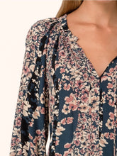 Load image into Gallery viewer, Tie Neck Flora Print Top - Navy FINAL SALE