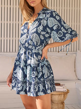 Load image into Gallery viewer, Bordeaux Print Mini Dress - Blue FINAL SALE