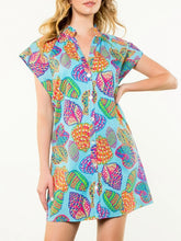 Load image into Gallery viewer, Shell Print Button-down Dress - Light Blue FINAL SALE