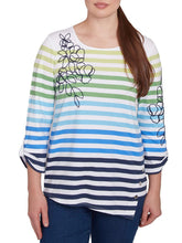 Load image into Gallery viewer, Embroidered Stripe Tee - True Navy FINAL SALE