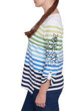 Load image into Gallery viewer, Embroidered Stripe Tee - True Navy FINAL SALE