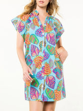Load image into Gallery viewer, Shell Print Button-down Dress - Light Blue FINAL SALE