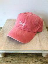 Load image into Gallery viewer, Light blue washed denim RBNY dad cap with white embroidered script logo, casual baseball hat style - 9
