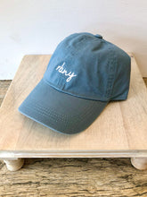 Load image into Gallery viewer, Light blue washed denim RBNY dad cap with white embroidered script logo, casual baseball hat style - 4