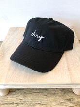 Load image into Gallery viewer, Light blue washed denim RBNY dad cap with white embroidered script logo, casual baseball hat style - 2