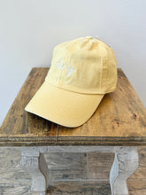 Load image into Gallery viewer, Light blue washed denim RBNY dad cap with white embroidered script logo, casual baseball hat style - 6