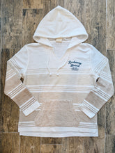 Load image into Gallery viewer, Rockaway Beach Stay Salty striped sand ombre baja pullover hoodie with kangaroo pocket and drawstring - 2