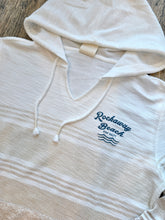 Load image into Gallery viewer, Rockaway Beach Stay Salty striped sand ombre baja pullover hoodie with kangaroo pocket and drawstring - 3