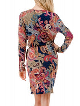 Load image into Gallery viewer, Faux Wrap Dress - Navy/Magenta FINAL SALE