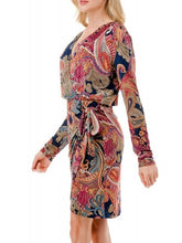 Load image into Gallery viewer, Faux Wrap Dress - Navy/Magenta FINAL SALE