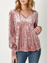 Load image into Gallery viewer, Smocked Velvet Top - Mauve FINAL SALE