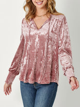 Load image into Gallery viewer, Smocked Velvet Top - Mauve FINAL SALE