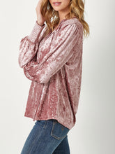 Load image into Gallery viewer, Smocked Velvet Top - Mauve FINAL SALE
