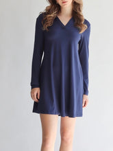 Load image into Gallery viewer, Long Sleeve Trapeze Dress - Blue