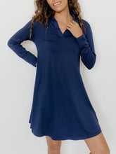Load image into Gallery viewer, Long Sleeve Trapeze Dress - Blue