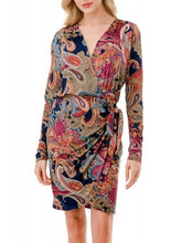 Load image into Gallery viewer, Faux Wrap Dress - Navy/Magenta FINAL SALE