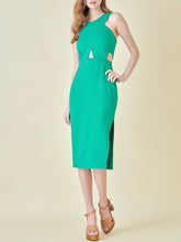 Load image into Gallery viewer, Cocktail Midi Dress with Cut Outs - Green FINAL SALE