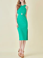 Load image into Gallery viewer, Cocktail Midi Dress with Cut Outs - Green FINAL SALE