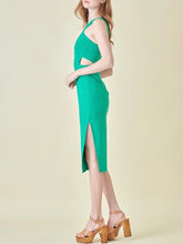 Load image into Gallery viewer, Cocktail Midi Dress with Cut Outs - Green FINAL SALE