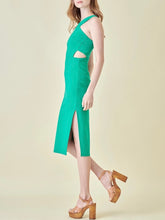 Load image into Gallery viewer, Cocktail Midi Dress with Cut Outs - Green FINAL SALE
