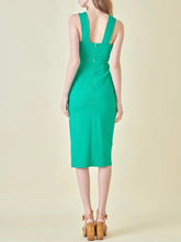 Load image into Gallery viewer, Cocktail Midi Dress with Cut Outs - Green FINAL SALE