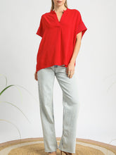 Load image into Gallery viewer, Short Sleeve Pleat Front Top - Red FINAL SALE