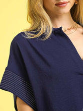 Load image into Gallery viewer, Short Sleeve Pleat Front Top - Navy FINAL SALE