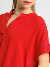 Load image into Gallery viewer, Short Sleeve Pleat Front Top - Red FINAL SALE