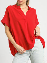 Load image into Gallery viewer, Short Sleeve Pleat Front Top - Red FINAL SALE