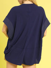 Load image into Gallery viewer, Short Sleeve Pleat Front Top - Navy FINAL SALE