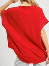 Load image into Gallery viewer, Short Sleeve Pleat Front Top - Red FINAL SALE