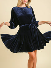 Load image into Gallery viewer, Velvet Flare Dress - Midnight FINAL SALE