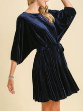 Load image into Gallery viewer, Velvet Flare Dress - Midnight FINAL SALE