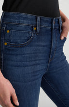 Load image into Gallery viewer, Abby high-rise skinny jeans in medium blue wash with comfort waistband, styled with black sneakers - 3