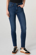 Load image into Gallery viewer, Abby high-rise skinny jeans in medium blue wash with comfort waistband, styled with black sneakers - 1