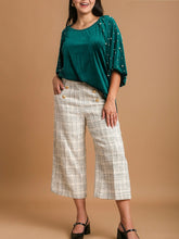 Load image into Gallery viewer, Velvet Top with Pearls - Green FINAL SALE