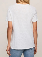 Load image into Gallery viewer, Woman wearing white Foundation Slub Tee with blue high-waist jeans, styled with gold bracelet and rings - 3