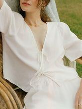 Load image into Gallery viewer, La Belle Linen Top - White