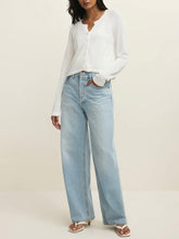 Load image into Gallery viewer, Woman wearing white cropped button-front Perfect Layer Cardigan over white tank top with light wash jeans - 3