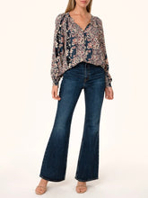 Load image into Gallery viewer, Tie Neck Flora Print Top - Navy FINAL SALE