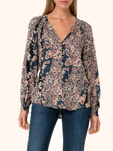 Load image into Gallery viewer, Tie Neck Flora Print Top - Navy FINAL SALE