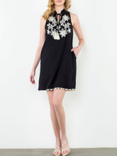 Load image into Gallery viewer, Embroidered Crepe Dress - Black