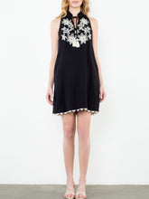 Load image into Gallery viewer, Embroidered Crepe Dress - Black